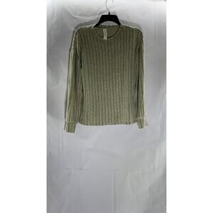 B Women's Beige Ribbed Crewneck Long Sleeve Top SZ S